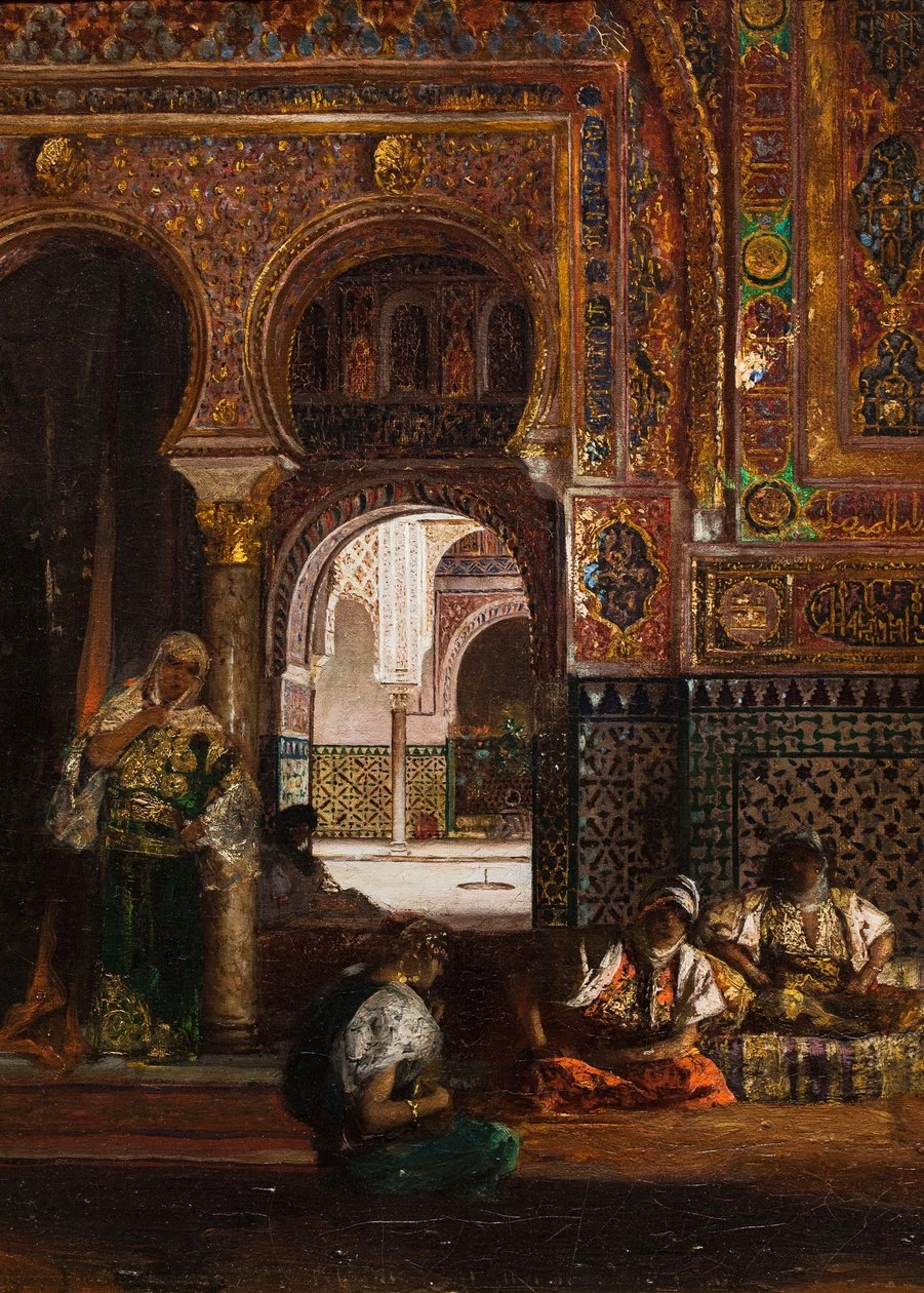 Jean - Joseph Benjamin, Constant, 171, Scena di harem, cinque donne, 1880 circa, Collection Anzel, Levallois, Perret, dettaglio